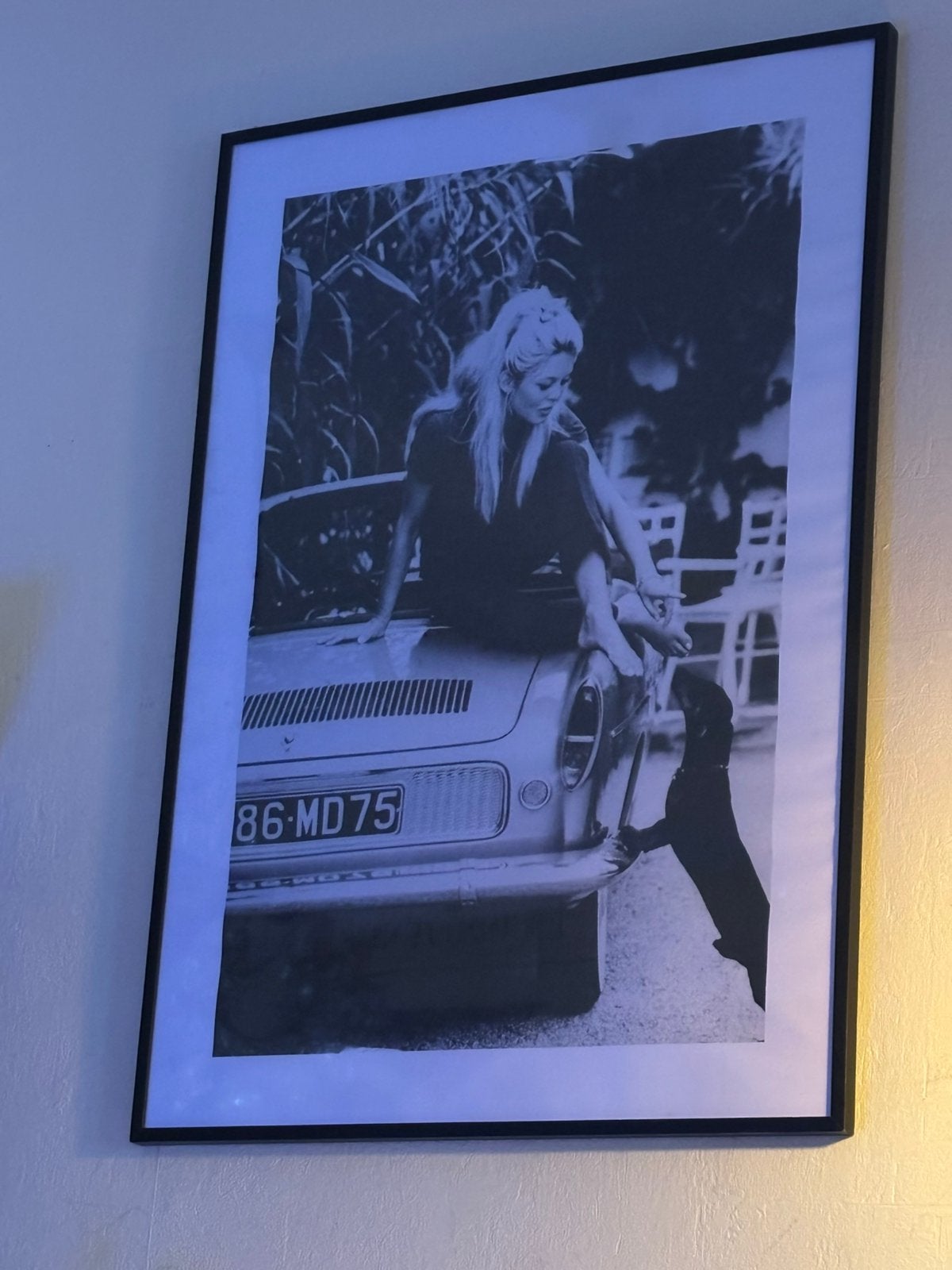 Rugitte Bardot poster, Antiek en Kunst, Ophalen, Papier/karton, Achter glas, Print
