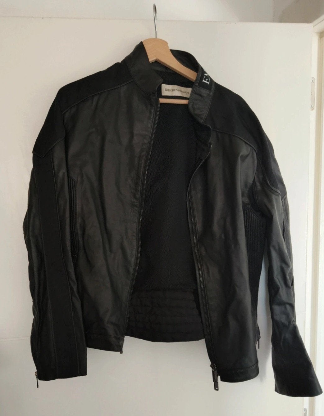 Lederen Jas Armani, Emporio Armani, Maat 48/50 (M), Zwart, Ophalen of Verzenden