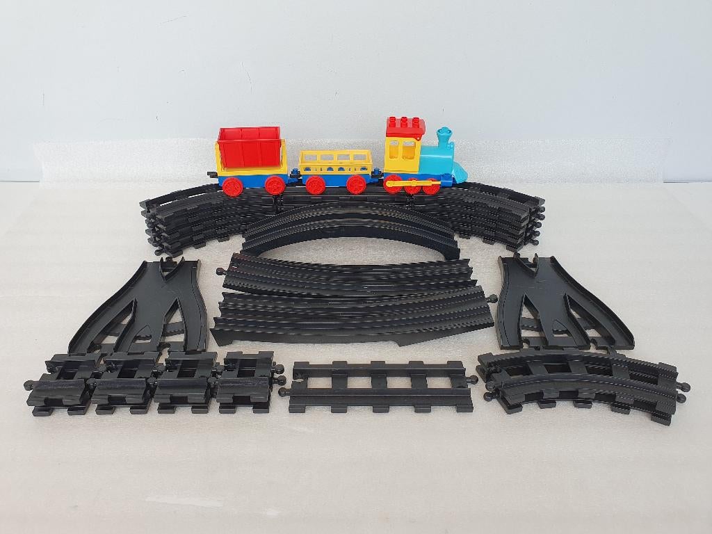 Lot Lego Duplo vintage sporen (30+ onderdelen) en duwtrein, Enlèvement ou Envoi, Utilisé, Duplo