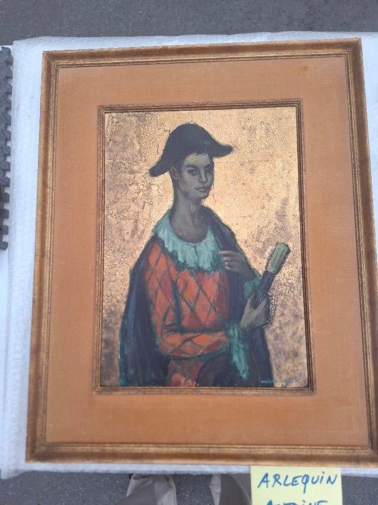 ARLEQUIN  PAR ANTOINE SERNEELS, Portrait ou Personnes, Peinture à l'huile, Signé, Enlèvement