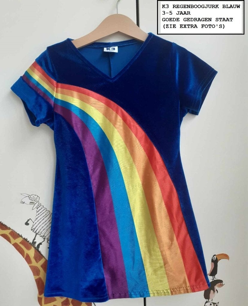 K3 regenboogjurk 3-5 jaar, Kinderen en Baby's, Ophalen of Verzenden, Gebruikt, 110 t/m 116, Jongen of Meisje