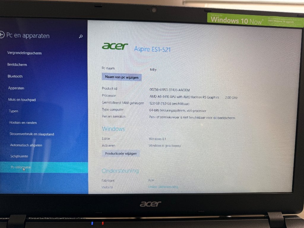 Laptop acer, Ophalen, Gebruikt