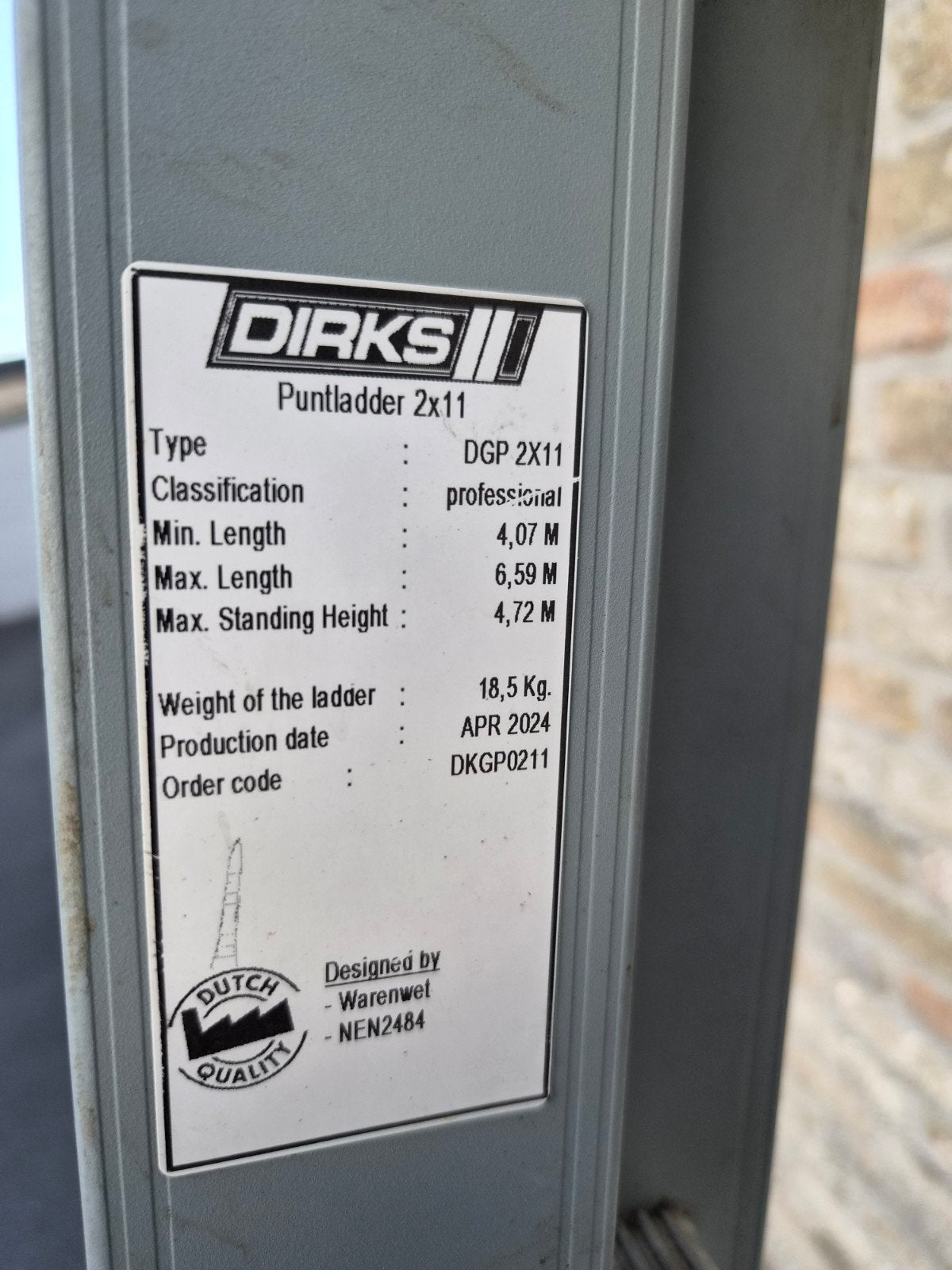 Dirks ladder 2x11 nieuwstaat, Ophalen