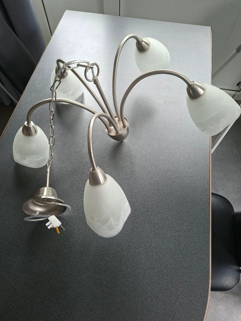 Kwantum 5-lichts hanglamp (mat chroom), Enlèvement, Utilisé, Verre