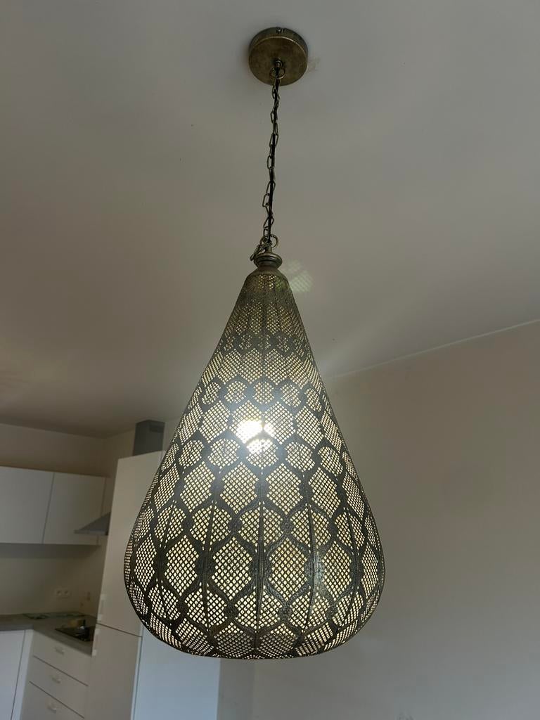 Sfeervolle oosterse hanglamp - messing look, Ophalen, Gebruikt, Metaal, 75 cm of meer