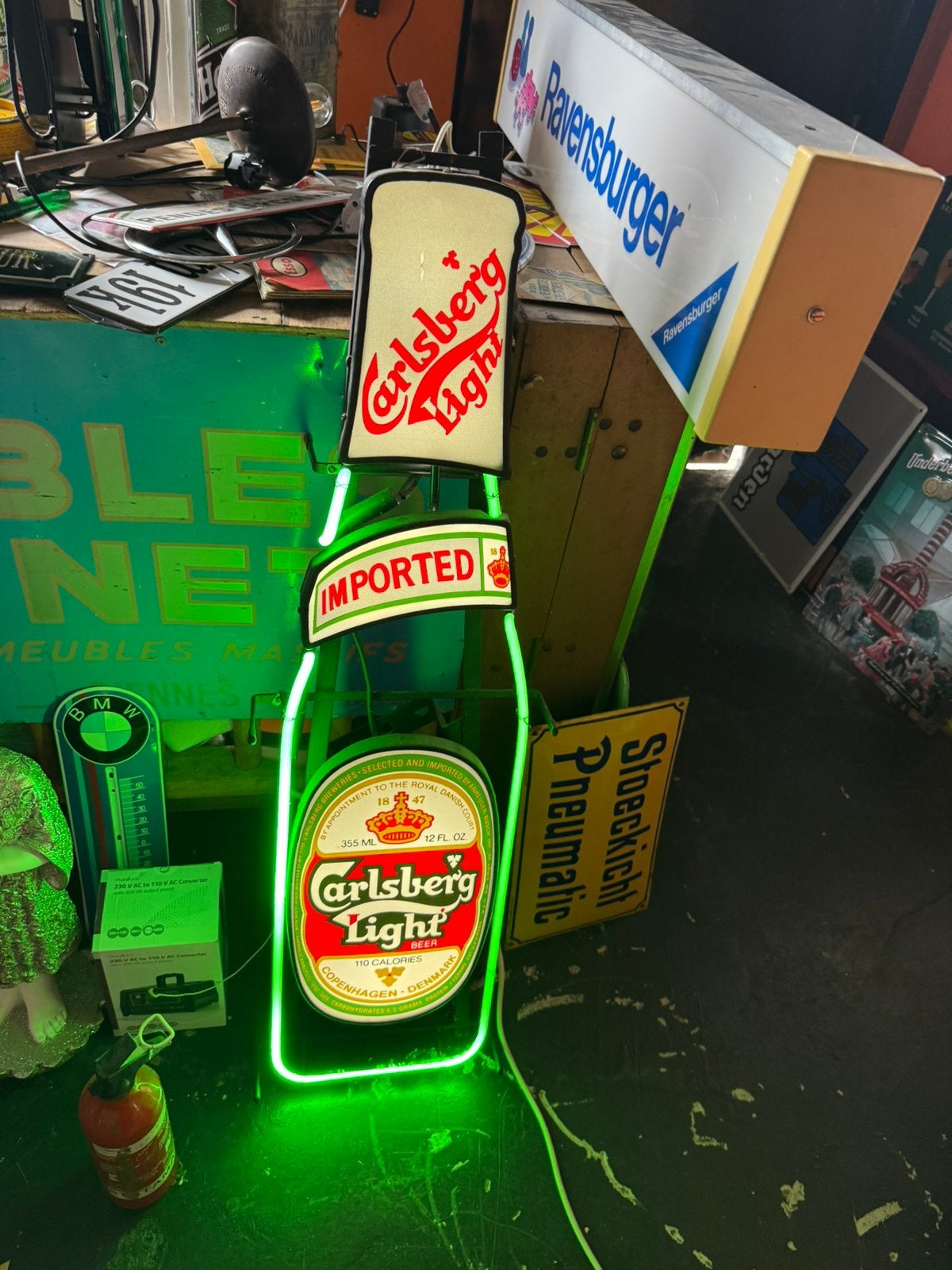 Ancienne publicité NeON de Carlsberg Beer, Enlèvement, Utilisé, Panneau publicitaire