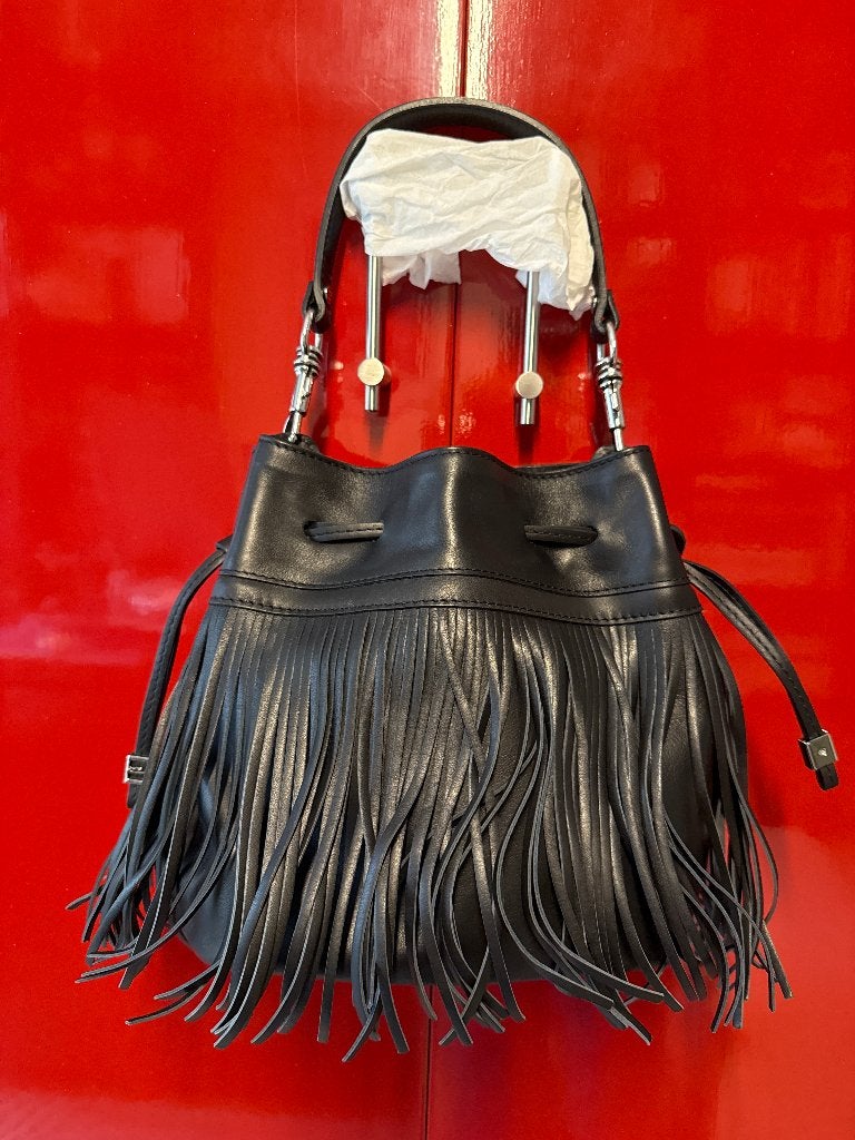 Gianni Chiarini, zwarte leren emmertas, Ophalen, Zo goed als nieuw, Zwart, Overige typen