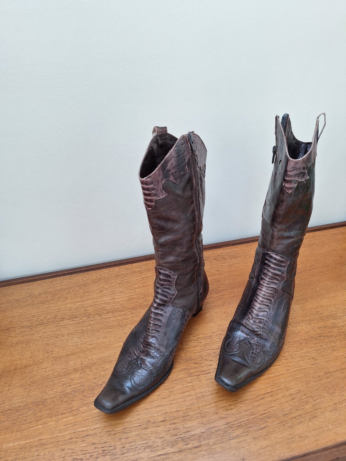 Laarzen cowboy stijl jaren 80, Ophalen, Hoge laarzen, Bruin, Onbekend