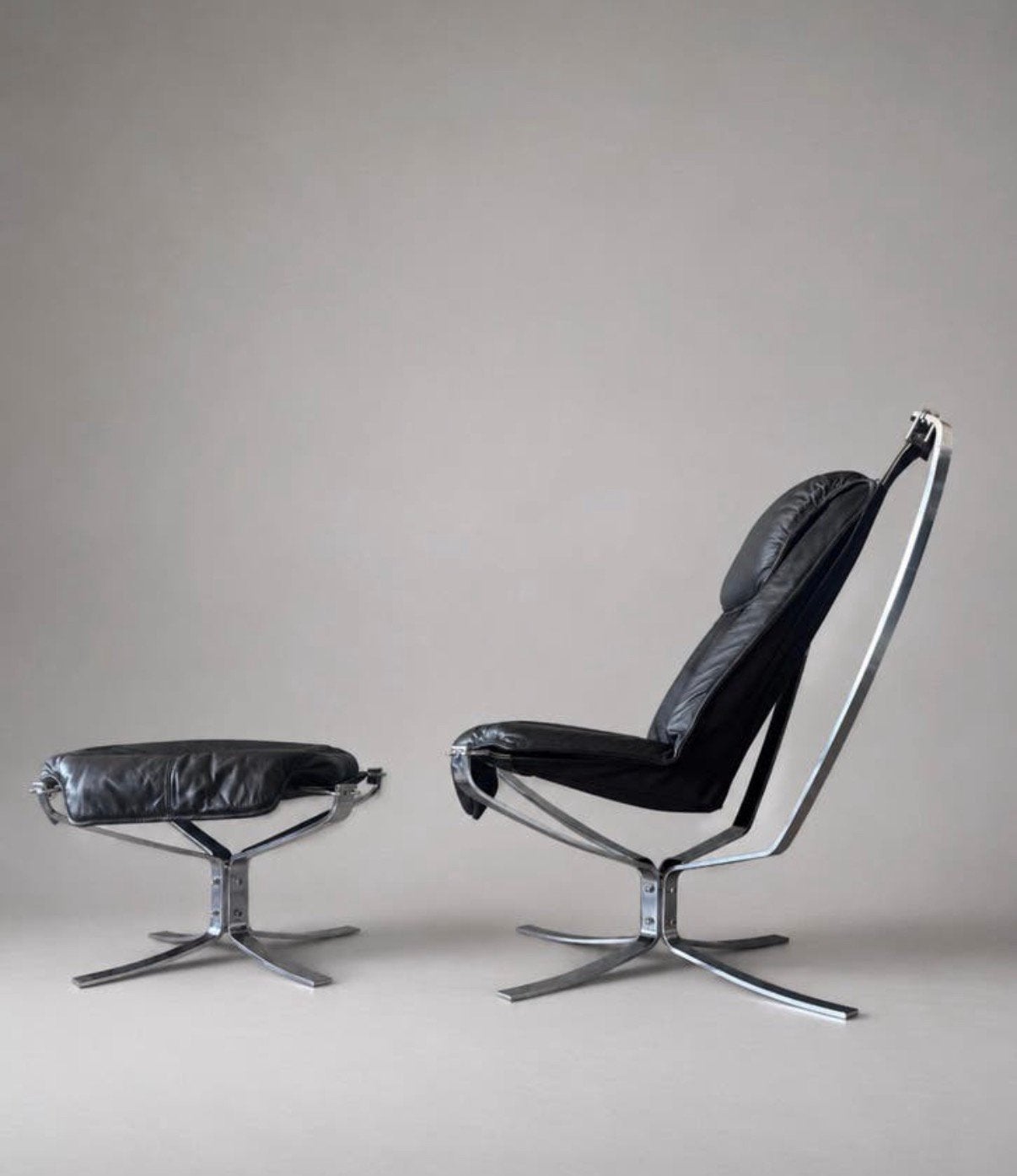 Vintage Falcon Lounge Chair & Ottoman, Sigurd Resell, Chrome, Ophalen