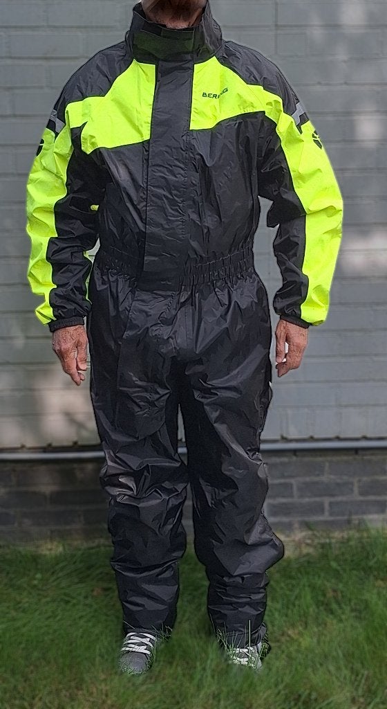 Regenpak moto heren (overall) zwart met fluo, Motoren, Kleding | Motorkleding, Overall, Heren, Tweedehands, Ophalen