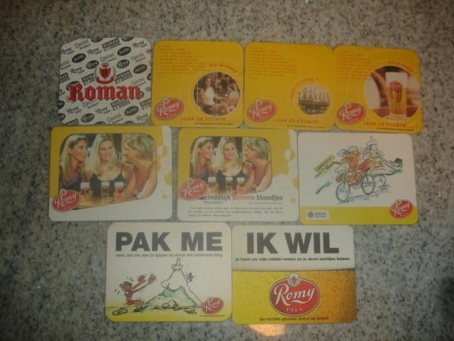 9 verschillende bierviltjes van Roman voor € 1,00, Verzamelen, Ophalen of Verzenden, Zo goed als nieuw, Viltje(s), Overige merken