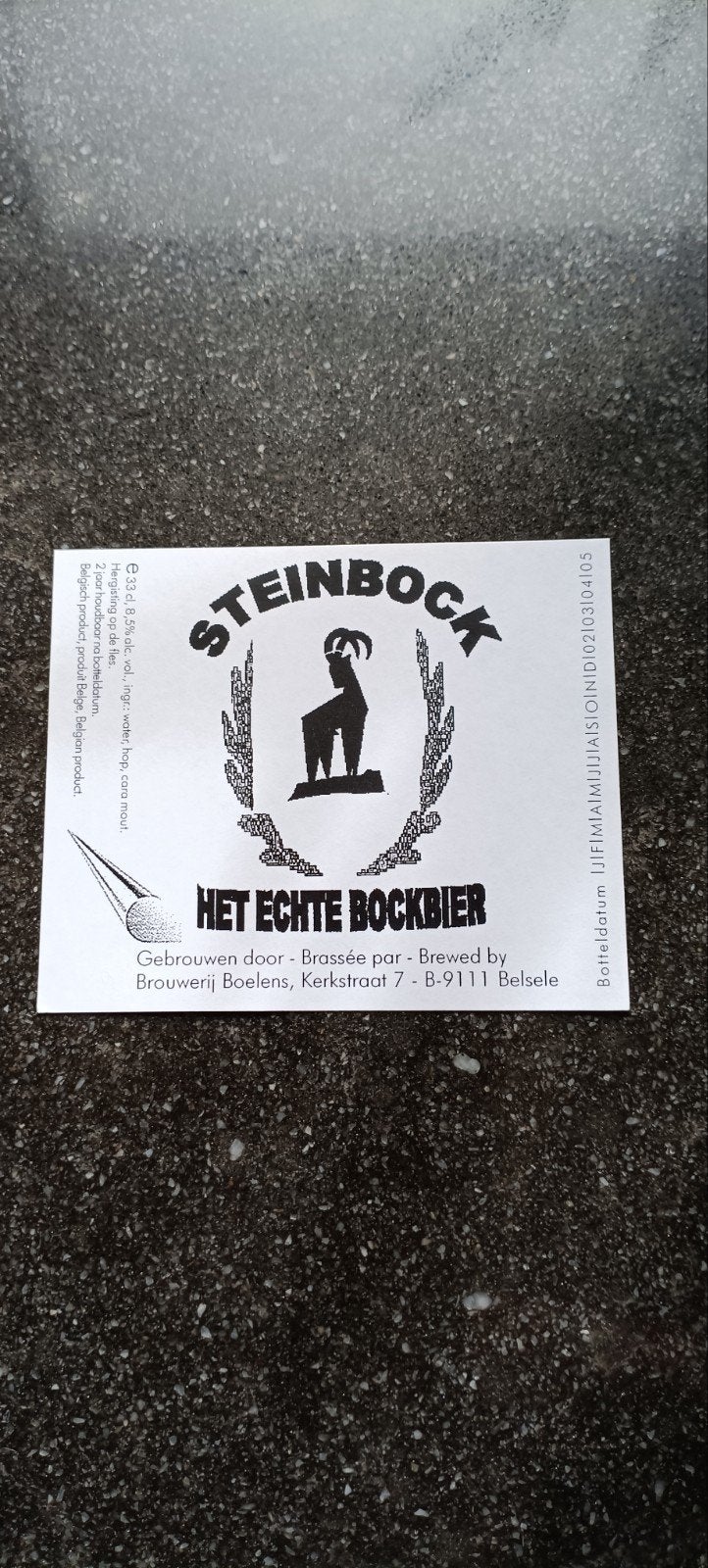 bieretiket steinbock br Boelens Belsele, Verzamelen, Ophalen of Verzenden