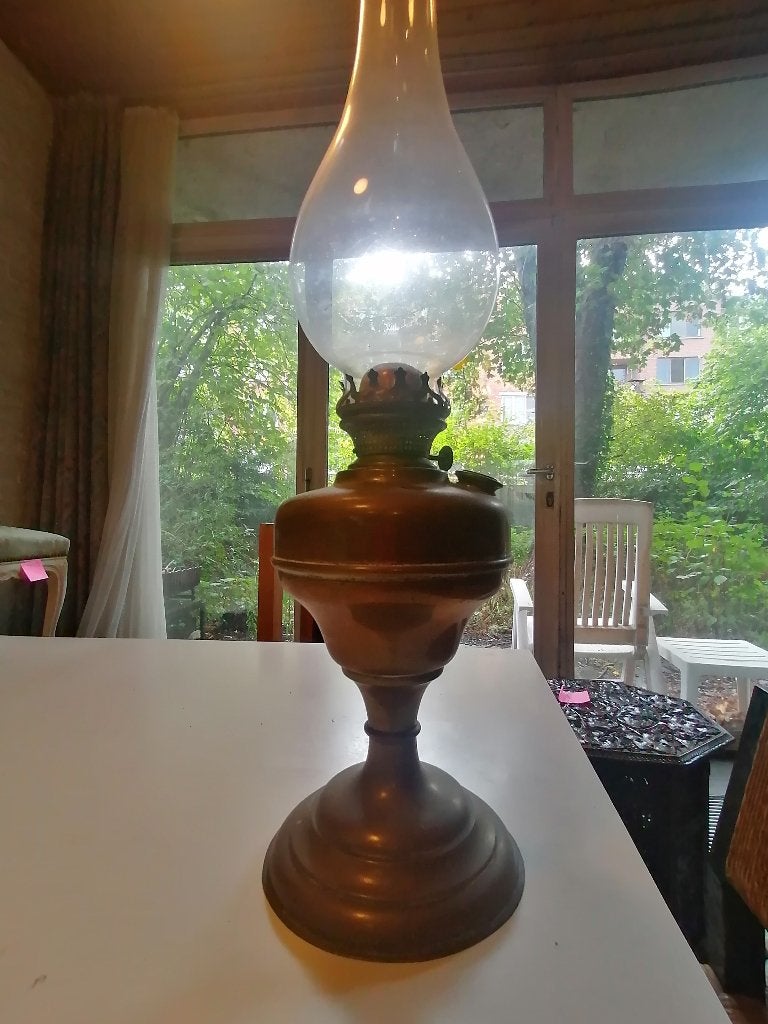 Lampe à huile en cuivre antique, Antiquités & Art, Enlèvement