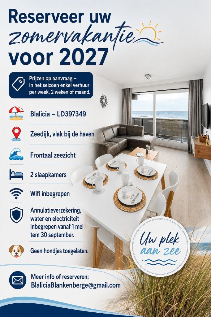 Vakantieverhuur Zeedijk Blankenberge, Vakantie, 2 slaapkamers, Antwerpen of Vlaanderen, Appartement, Overige