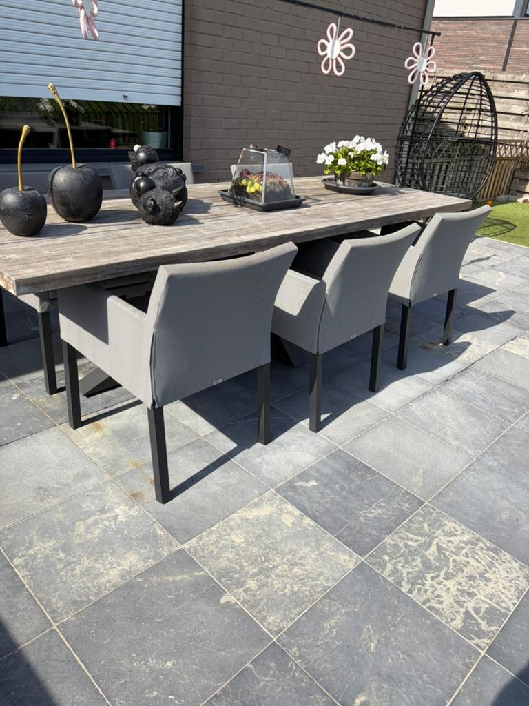 Houten tafel 280x100…. 6 stoelen, Enlèvement, Comme neuf