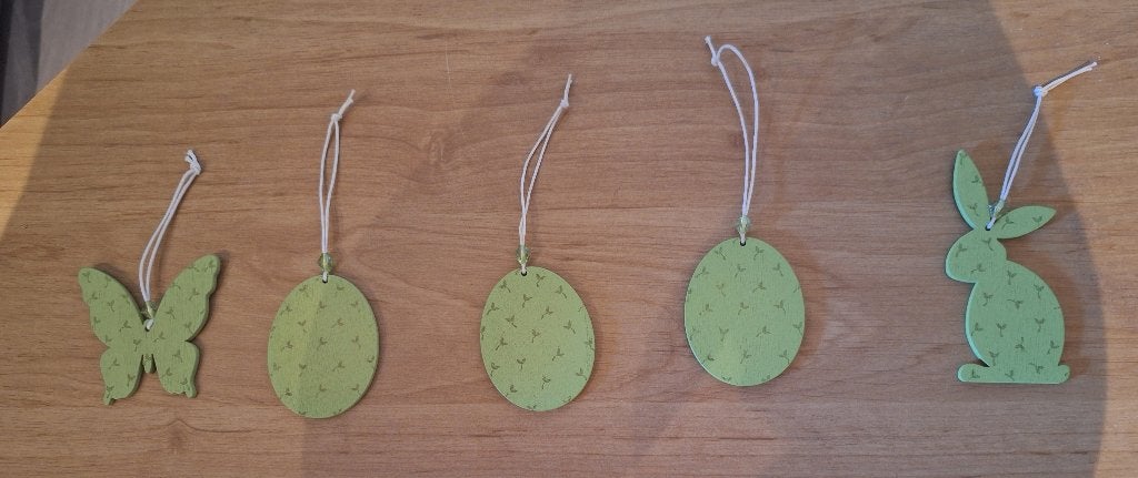 Set van 5 groene houten paasfiguren, Diversen, Pasen, Ophalen of Verzenden, Zo goed als nieuw