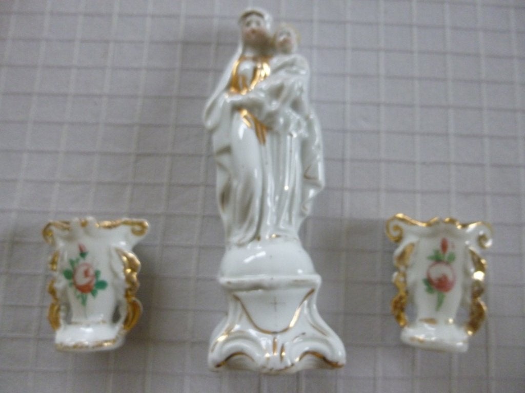 oude olv met 2 vaasjes vieux paris porselein, Ophalen of Verzenden