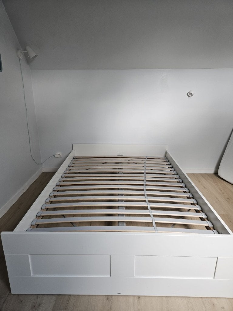 Ikea bed 140 x 200 + lattenbodem, Enlèvement, 200 cm, Deux personnes, 140 cm