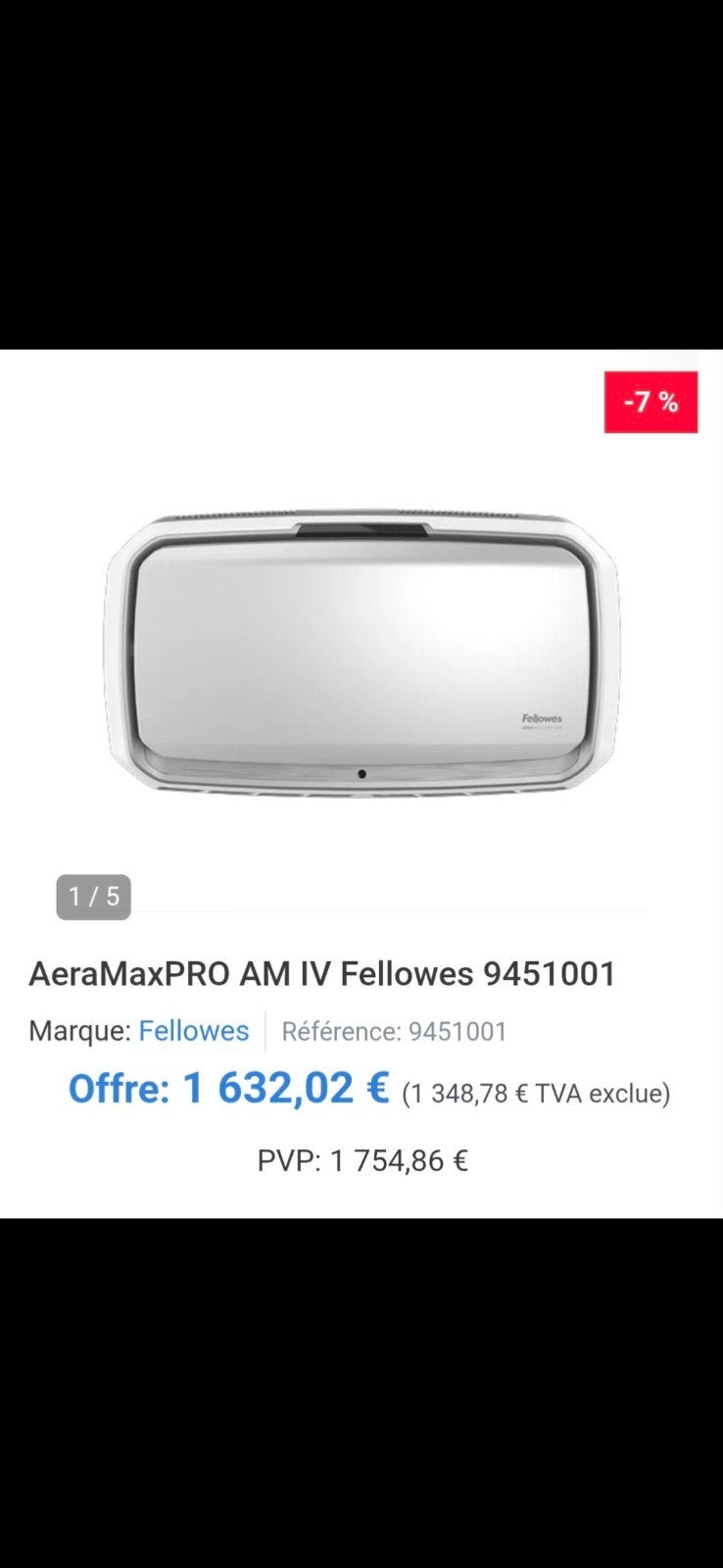 Purificateur d'air fellowes aeramax pro 4 mural neuf, Electroménager, Enlèvement
