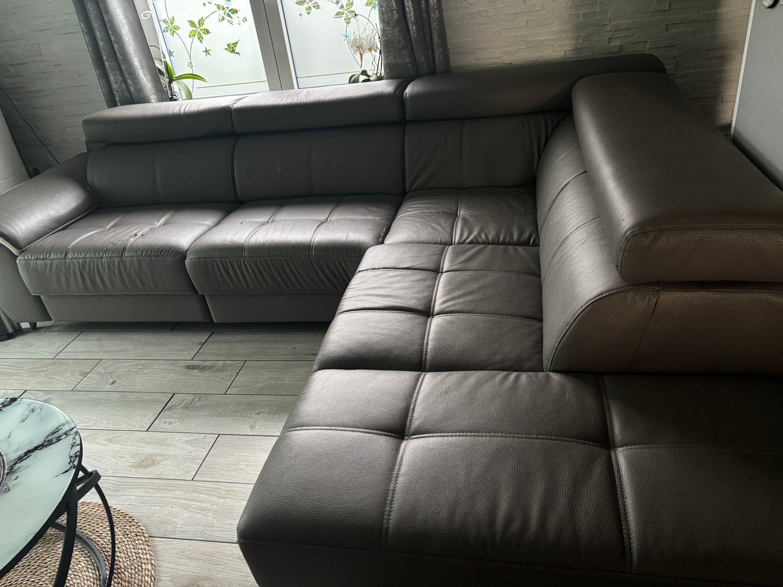 Salon cuir en L, Maison & Meubles, Enlèvement, Cuir
