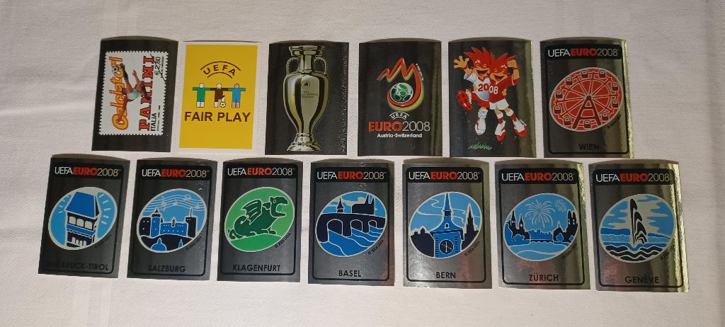 Autocollants Panini n 1 à 13 pour l'Euro 2008, Enlèvement ou Envoi, Comme neuf, Plusieurs autocollants