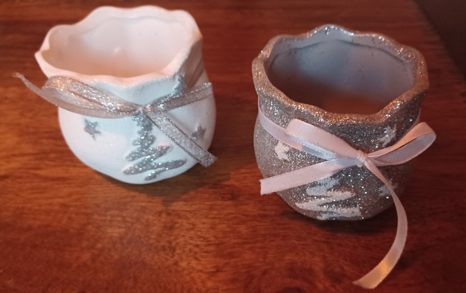 Deux pots à paillettes, Noël, pour une bougie ou une petite, Enlèvement ou Envoi
