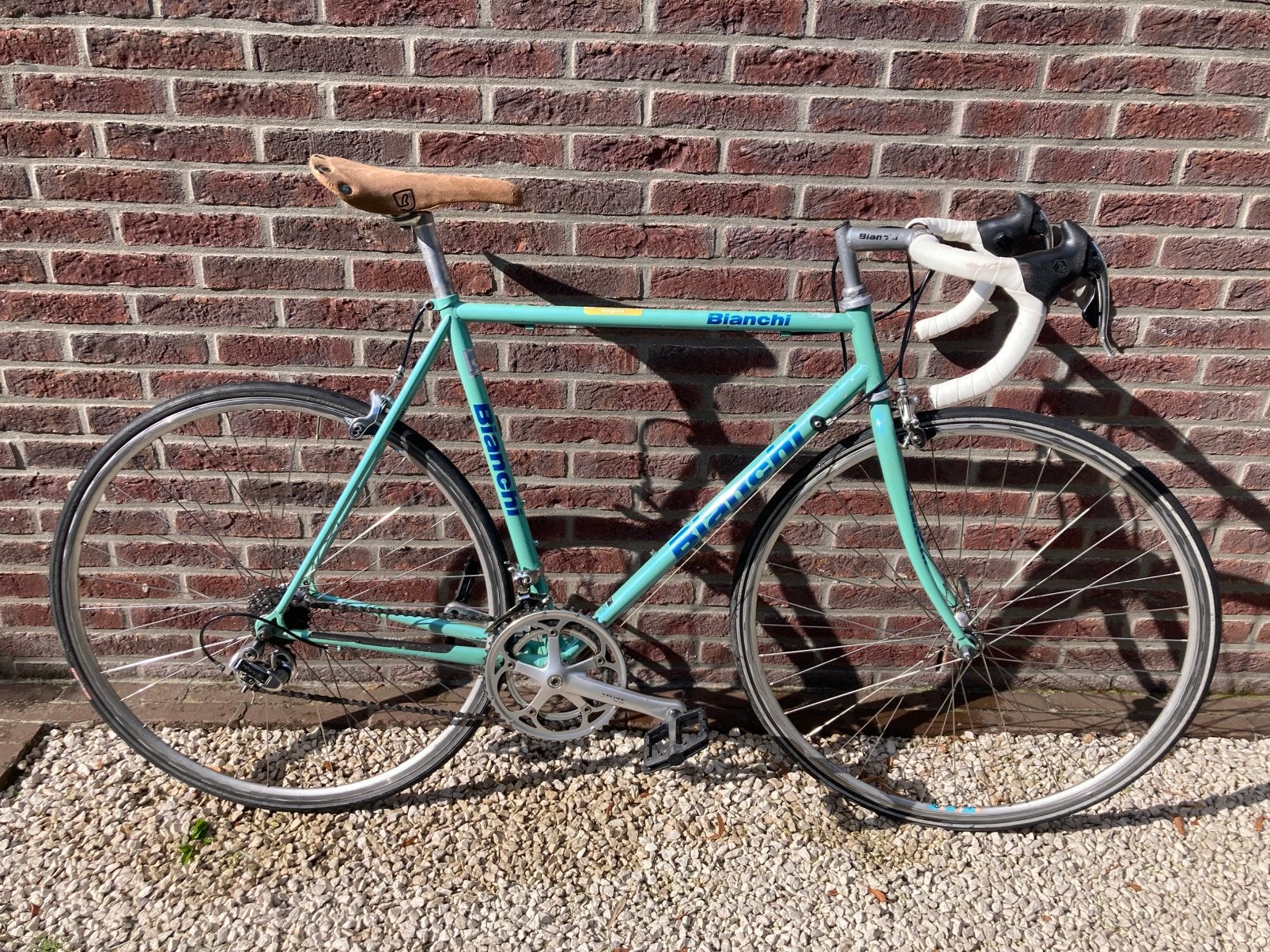 Vintage bianchi racefiets maat 55, Fietsen en Brommers, Gebruikt, Velgrem, 53 tot 57 cm, Ophalen