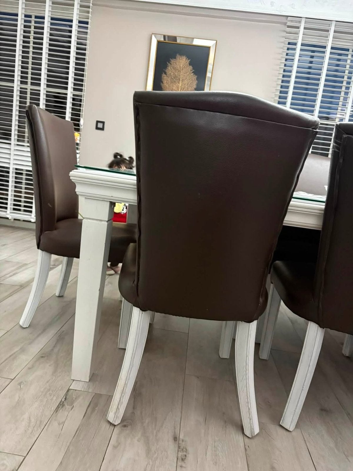 Lederen salon + 8 stoelen + 2 lampen GRATIS – €700, Enlèvement, Utilisé