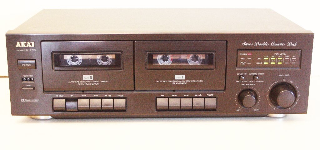 Akai HX-27W Double Cassettedeck / Two Speed Dubbing, TV, Hi-fi & Vidéo, Decks cassettes, Double, Akai, High speed dubbing, Tape counter