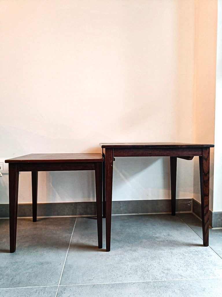 Vintage Palissander Nesting Tafeltjes - Severin Hansen v, Minder dan 45 cm, Minder dan 55 cm, Gebruikt, Mid-Century Modern design