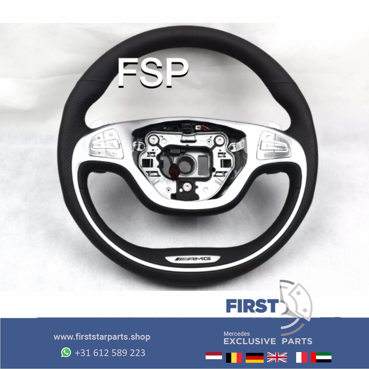 Origineel Mercedes S KLASSE AMG STUUR ZWART LEER 2013-2020 W, Gebruikt, -, Ophalen of Verzenden, -