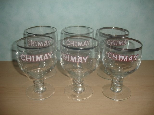 Bierglas Chimay Trappist met zilveren boord, € 1,50 stuk, Enlèvement ou Envoi, Comme neuf, Verre ou Verres, Autres marques