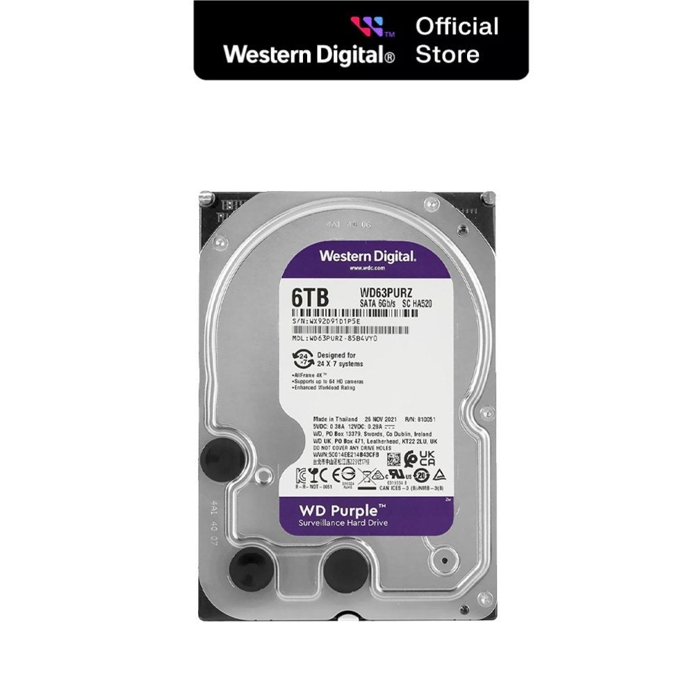 WD Purple (256MB cache, WD64PURZ), 6TB, Computers en Software, Harde schijven, Intern, Western Digital, 6tb, Nieuw