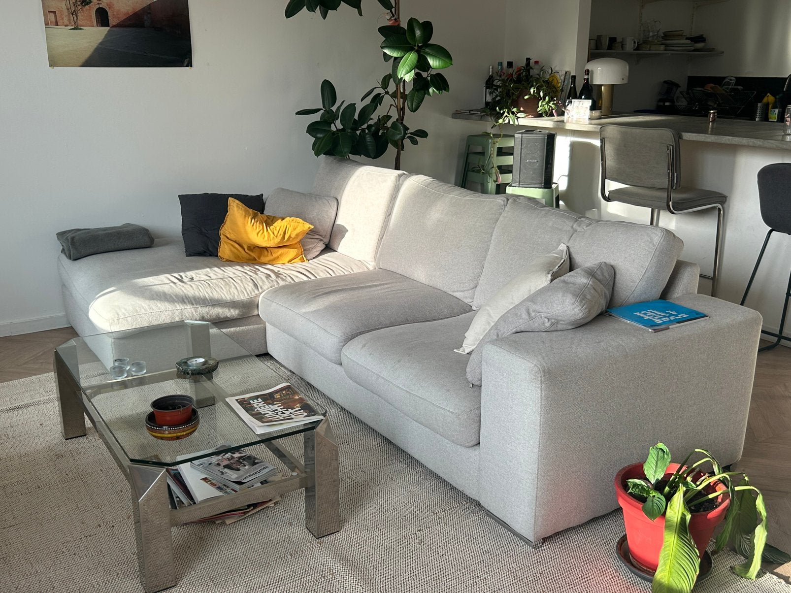 Ruime sofa / beige, Ophalen, Gebruikt