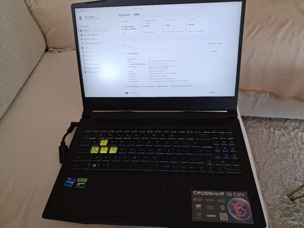 MSI game laptop i7 - NVIDIA GeForce RTX 4070 - 1TB SSD, Ophalen, 2 tot 3 Ghz, Zo goed als nieuw, Gaming