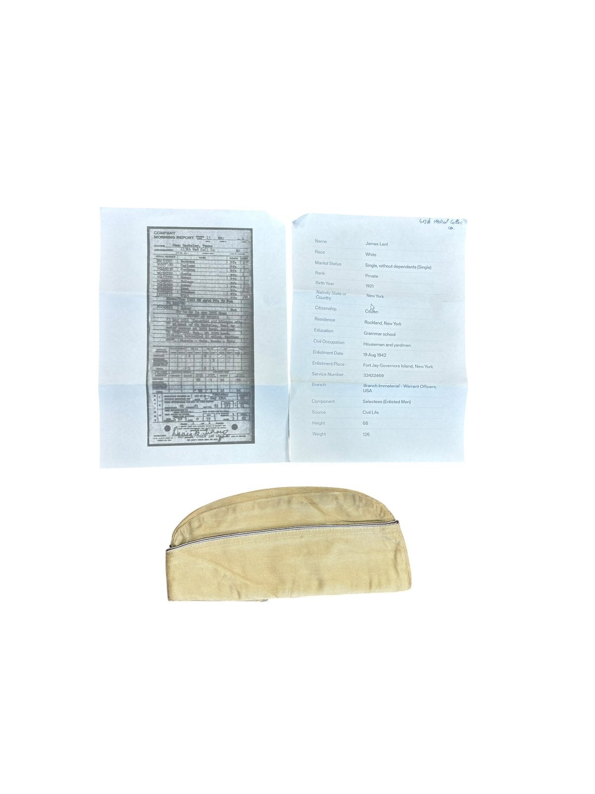 Calot US WWII nominatif 413th Medical Collecting Company, Collections, Envoi