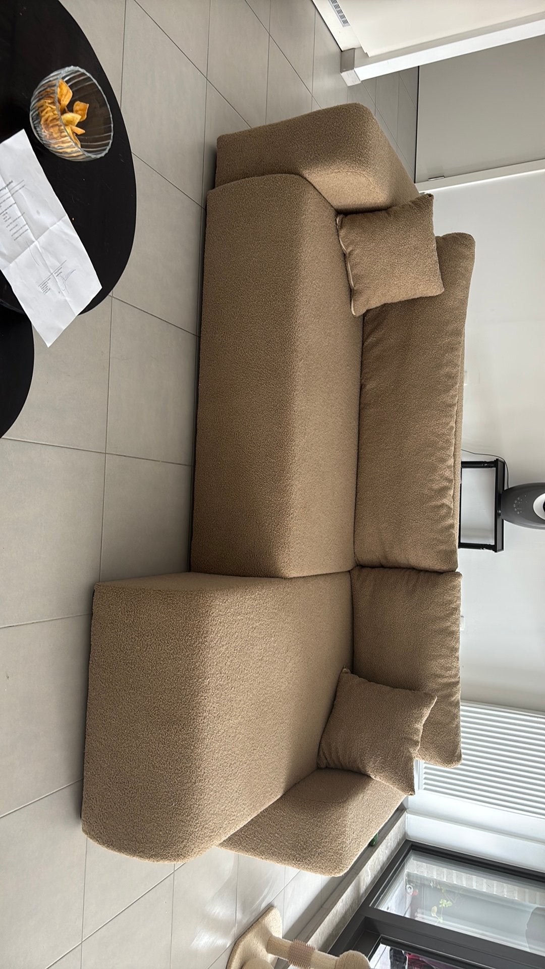 Beige bank met opbergruimte, Huis en Inrichting, Fauteuils, Ophalen, Zo goed als nieuw