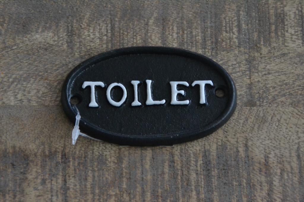 Deurbordje - Toilet - zwart gietijzer Landelijk, Huis en Inrichting, Ophalen of Verzenden, Nieuw, Zwart, Overige typen