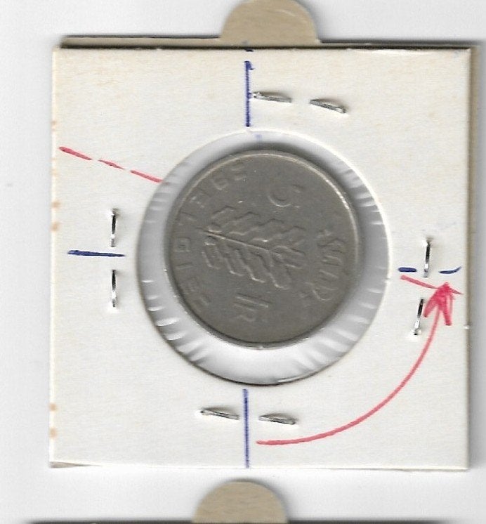 Belgique : ERREUR : 5 FR 1958 FR (1/4 médaille - droite), Envoi, Monnaie en vrac