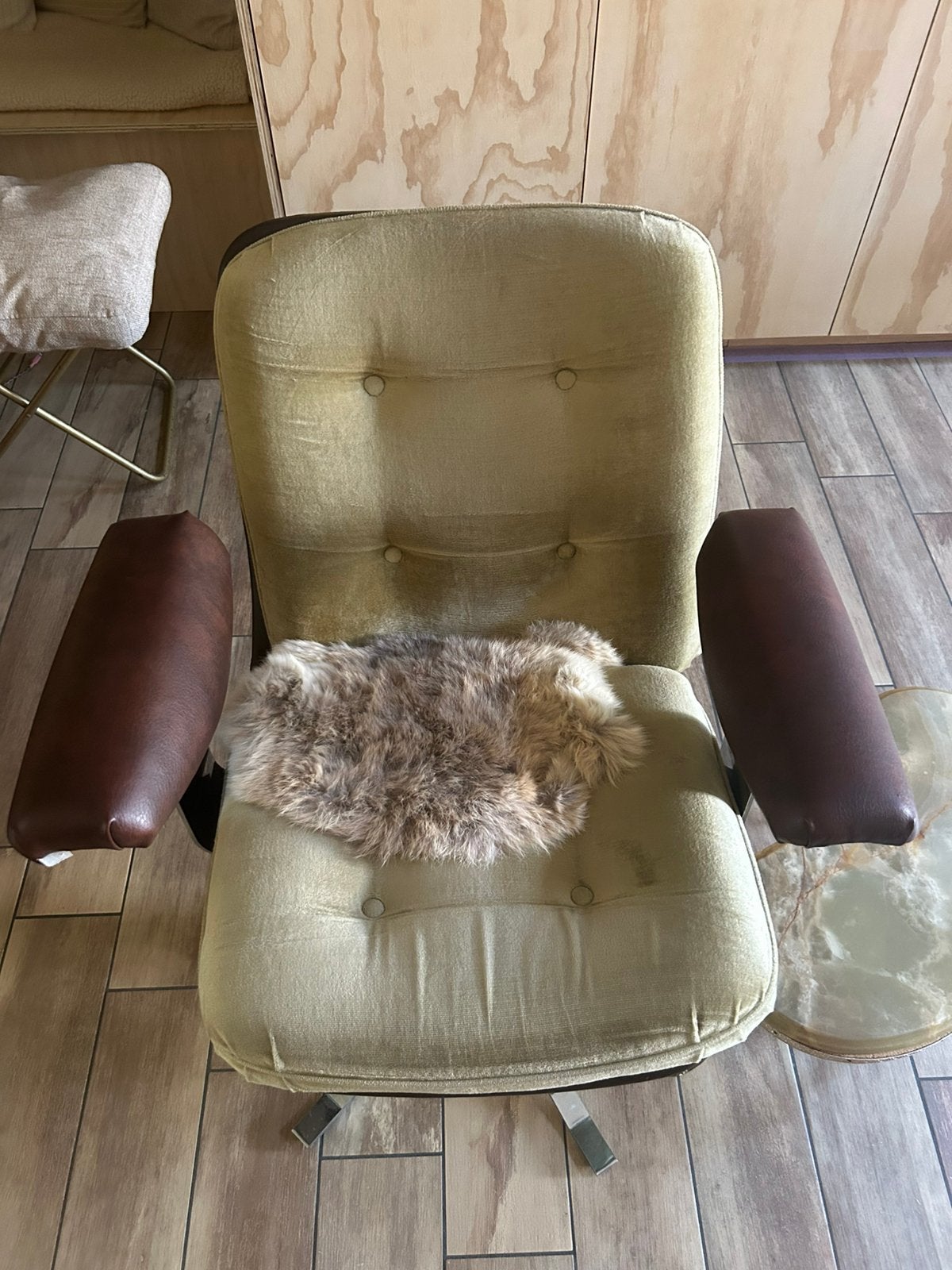 4 vintage draaistoelen–fluweel & chroom | Mid-Centr. design, Ophalen, Gebruikt, Jaren 60-70