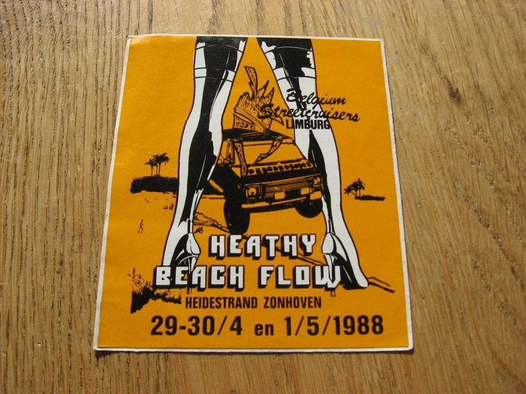 Sticker Heathy Beach Flow Heidestrand Zonhoven 1988 8,5 x 10, Ophalen of Verzenden, Nieuw, Overige typen