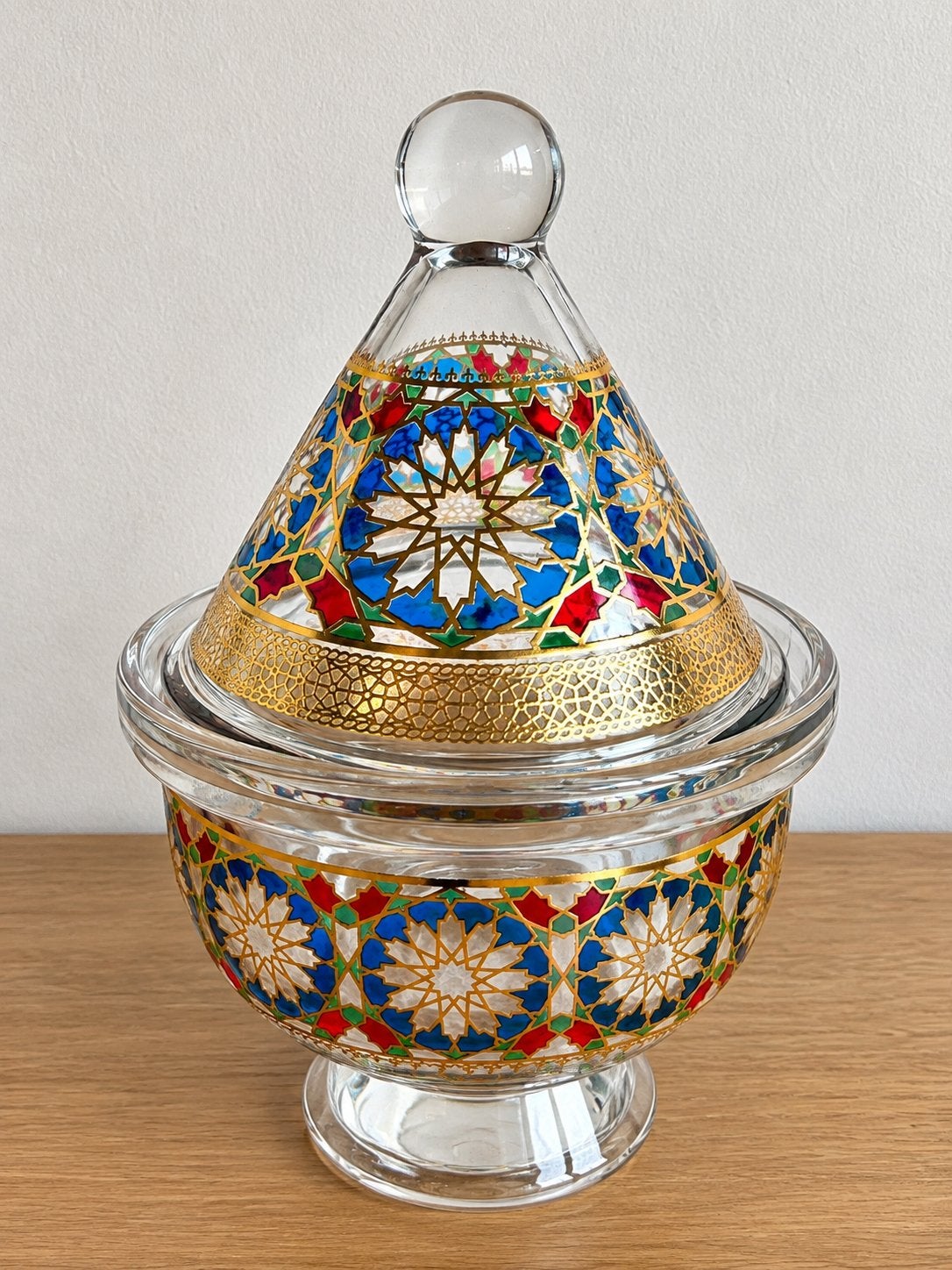 Decoratieve glazen suiker-/snoeppot met kleurrijk mozaïek, Ophalen, Nieuw
