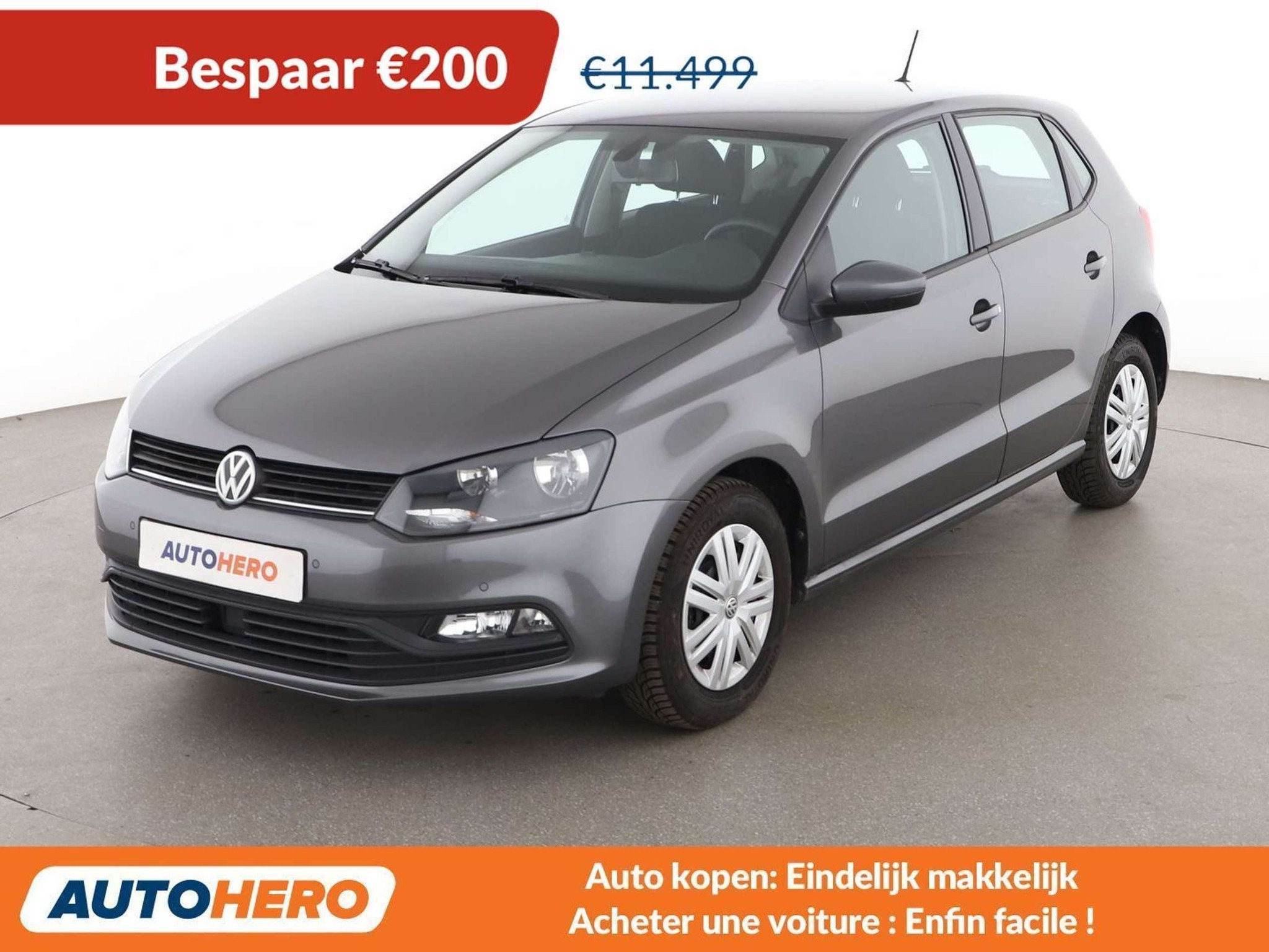 Volkswagen Polo 1.2 TSI Original BlueMotion Tech (bj 2016), Auto's, Stof, Zwart, Automatische klimaatregeling, 5 zetels