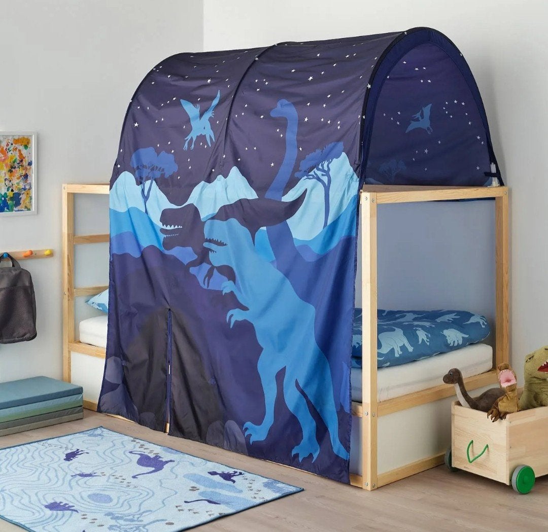 hoogslaper IKEA kura, met dino overkapping, Kinderen en Baby's, Kinderkamer | Stapelbedden en Hoogslapers, Ophalen