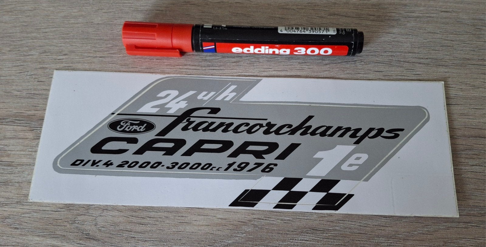 Vintage sticker 24 u Francorchamps Ford Capri 1976, Ophalen of Verzenden, Zo goed als nieuw, Auto of Motor
