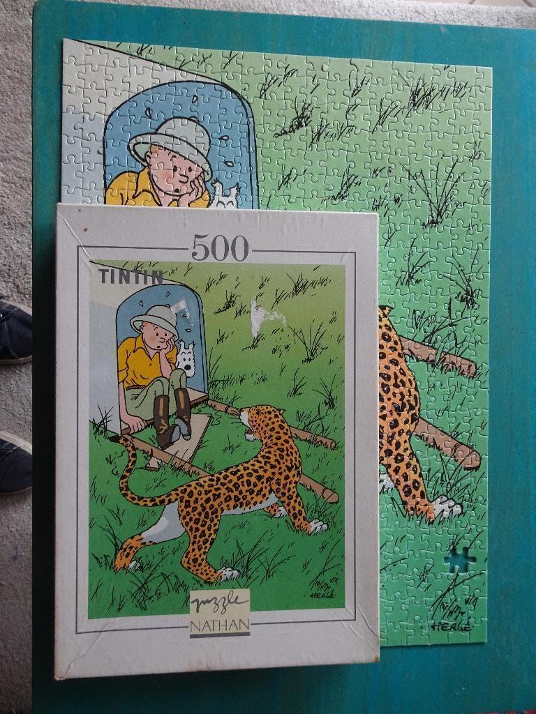 Puzzel van 500 stukjes - Kuifje in Congo, Verzamelen, Stripfiguren, Ophalen of Verzenden, Kuifje, Gebruikt, Boek of Spel