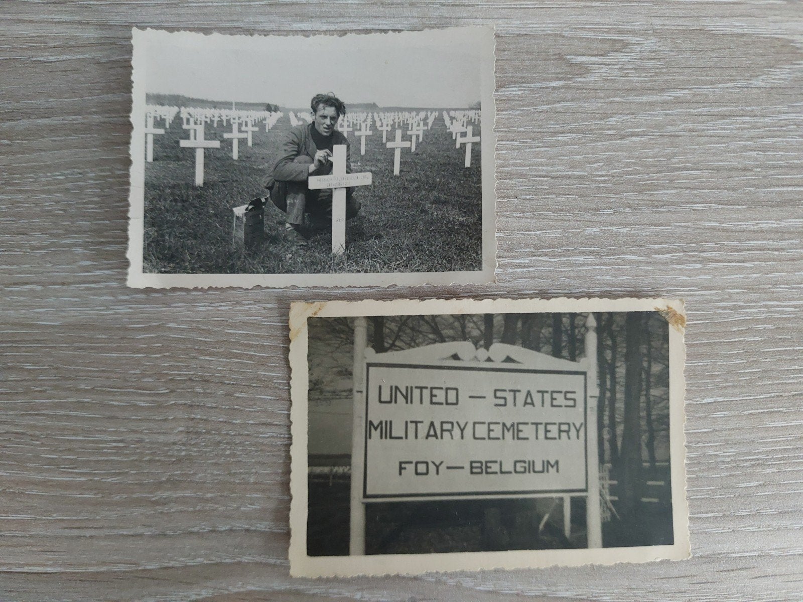 lot 2 photos cimetière US Foy (Bastogne) 1948, Enlèvement ou Envoi