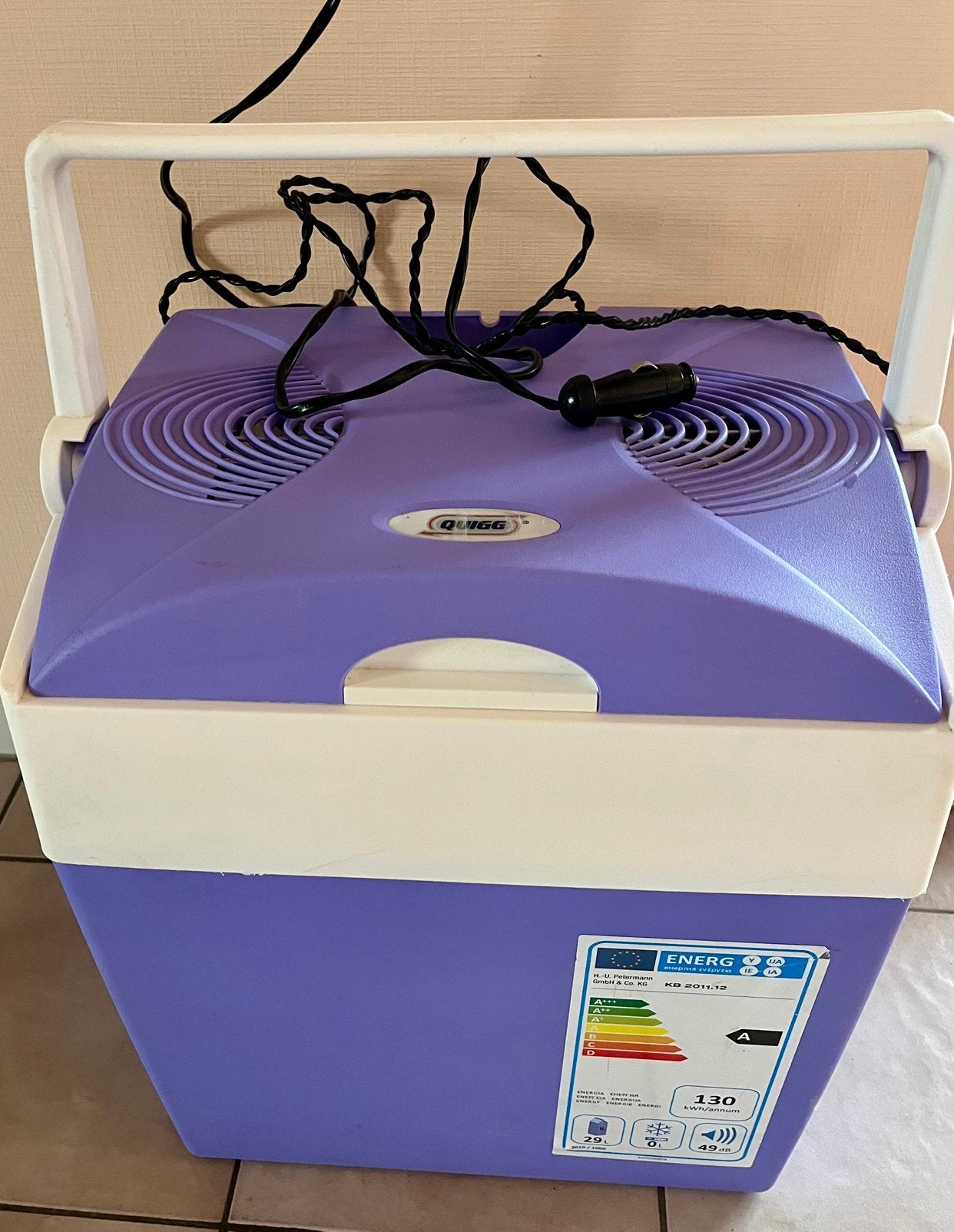 Quigg elektrische frigobox 29L – 12V & 230V – A‑label, Ophalen, Gebruikt, Koelbox