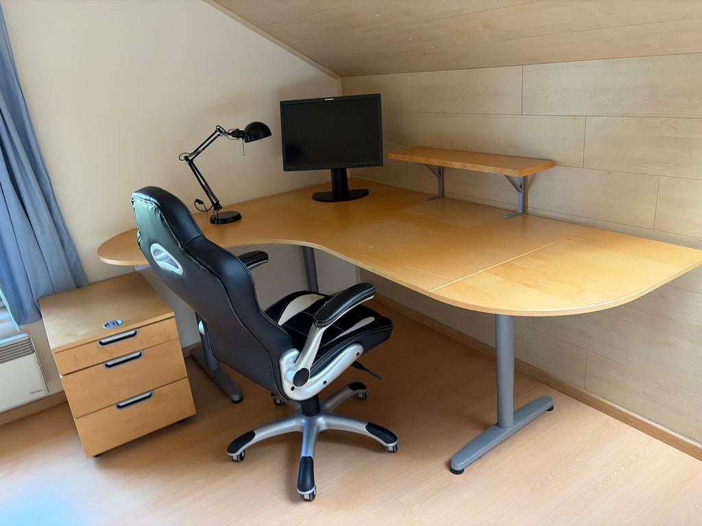 Bureau set, Huis en Inrichting, Ophalen, Hout, Bruin, Zo goed als nieuw