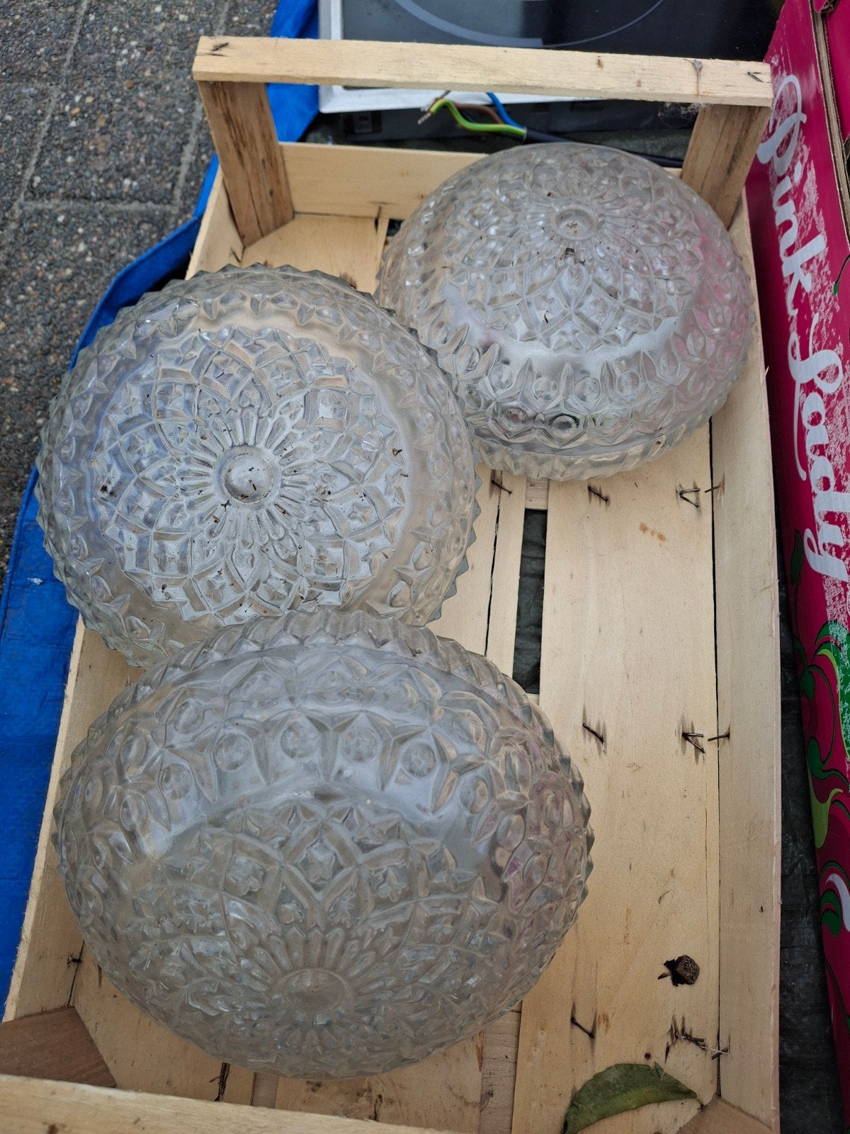 4 glazen lampen, Tuin en Terras, Ophalen, Overige materialen